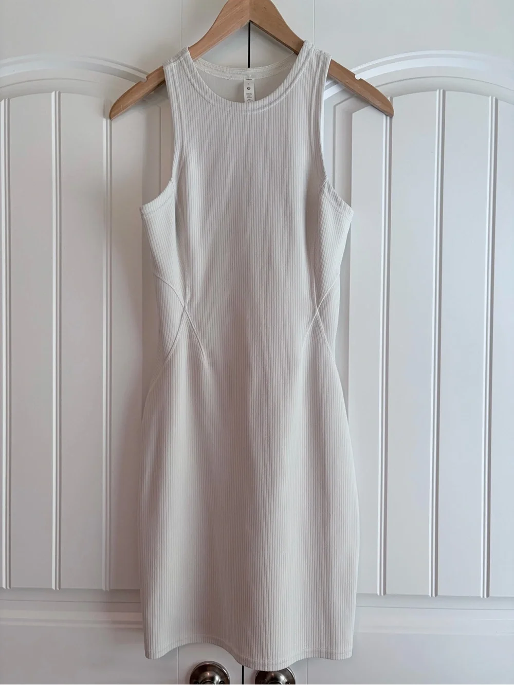 Lululemon Ribbed Softstreme Slim-Fit Tank Dress Racerback Ivory Women's Size 6